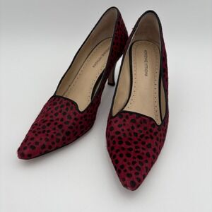 Adrienne Vittadini Burgundy Black Jackee Cheetah Print Heels Pointed Toe Size 9‎